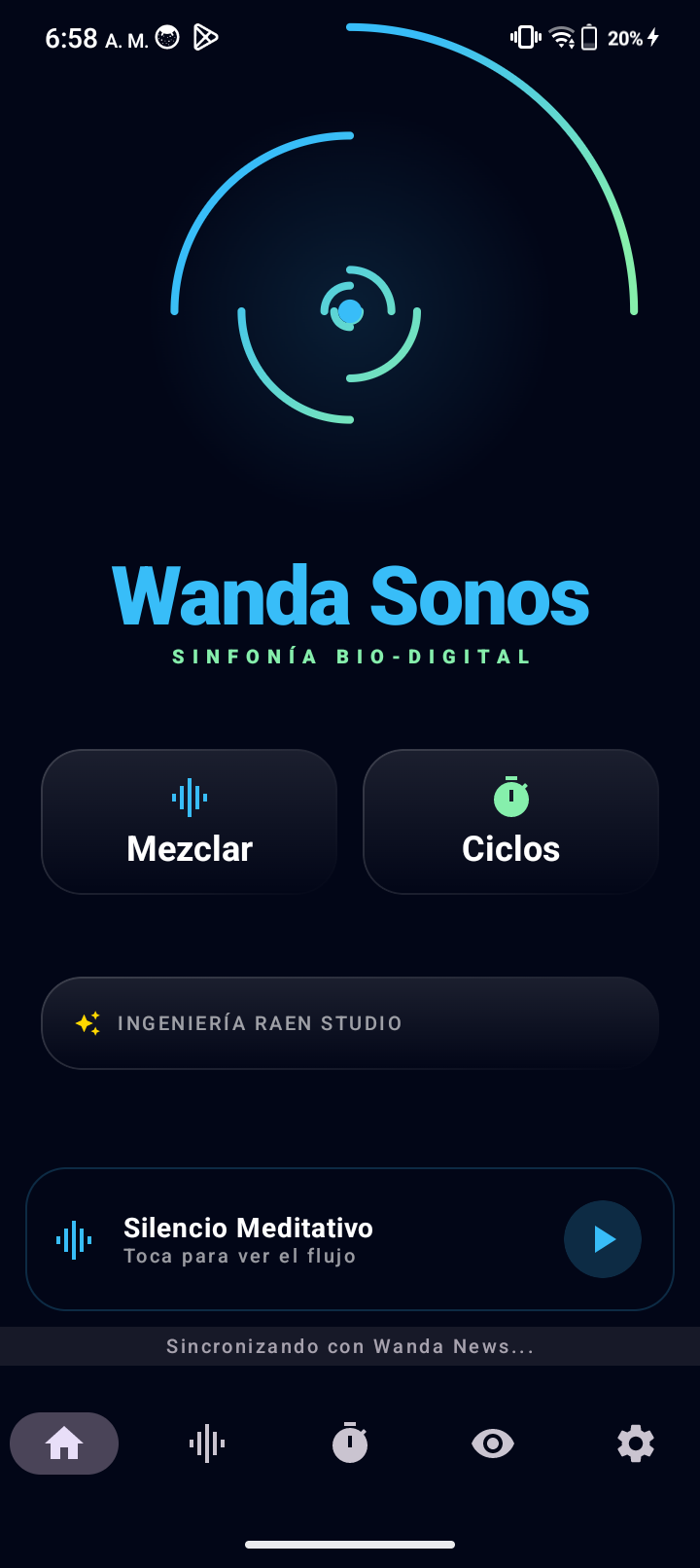 Pantalla principal de Wanda Sonos
